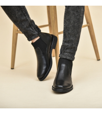 Boots - Slips-on - Stretsh Elastique - Cuir - Noir F19