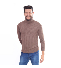 pull col montant -taupe