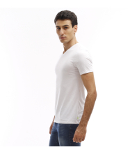 T-shirt manches courtes col V - Blanc