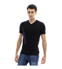T-shirt manches courtes col V - Noir
