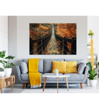 Tableau décoratif pont automne - 120 x 80 cm